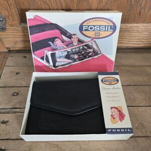 Fossil Genuine Leather Black Cargo Multi Functional Flap Wallet with Box